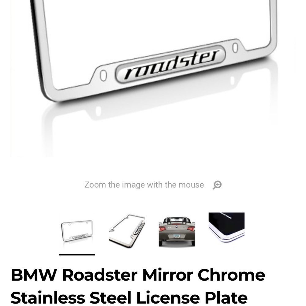 BMW Roadster License Plate Frame - Silver and Black - Picture 5 of 7